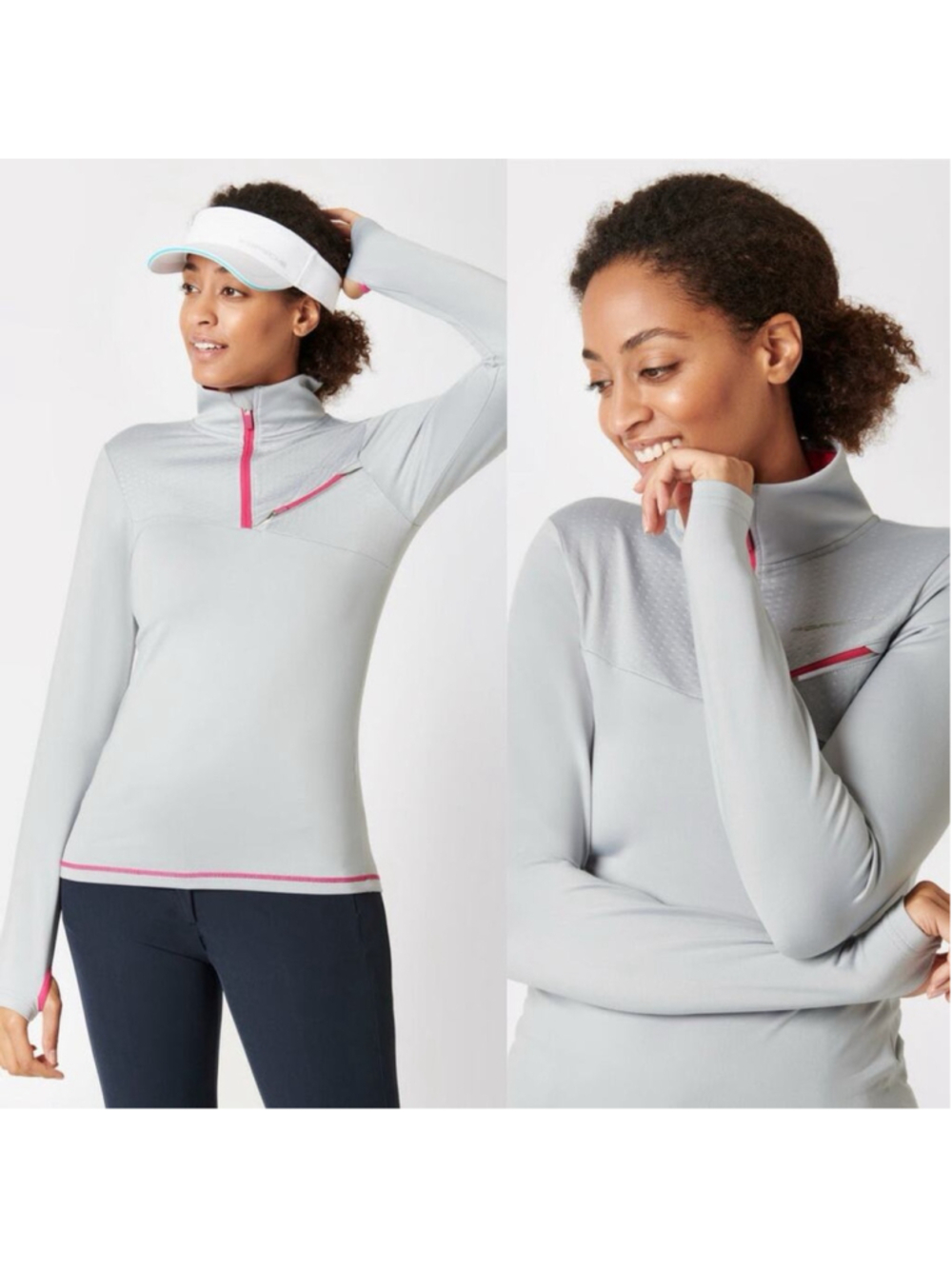 Porsche Women’s Pink Grey Fleece Lined Quarter Zip Track Jacket M